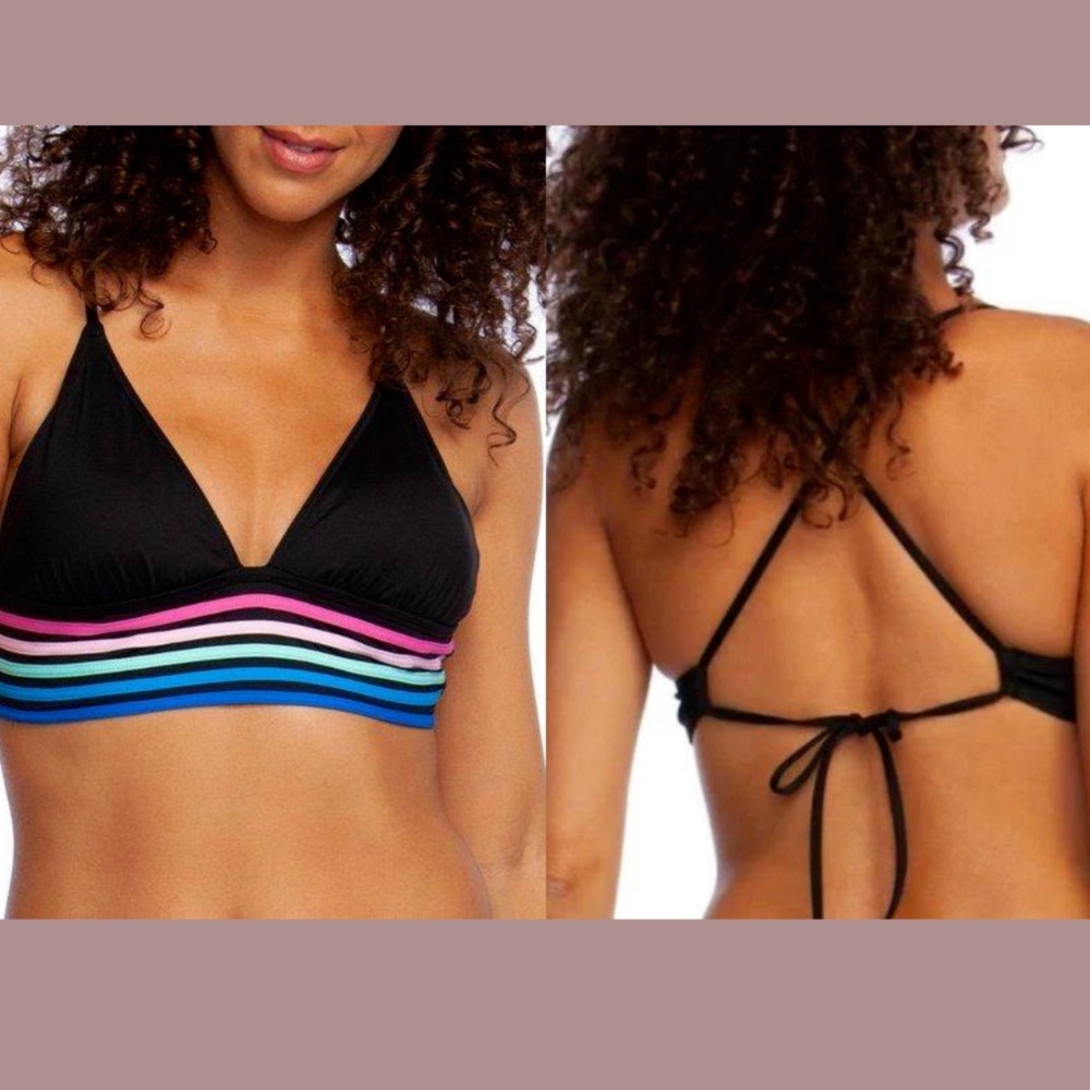 NWT La Blanca‎ [ 12 ] Spectrum Cross-Back Triangle Bikini Top in Black